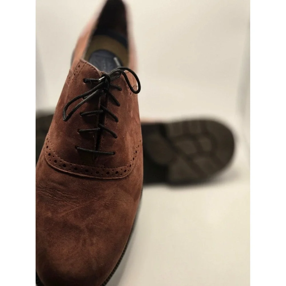 Dockers Oxford Shoes Mens 10 Brown Good Suede Brogue Lace Up Dress Casual (S6)